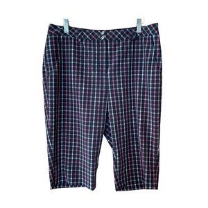 Annika Womens 10 Performance Capris Plaid Black Pink Activewear Hiking Outdoors
